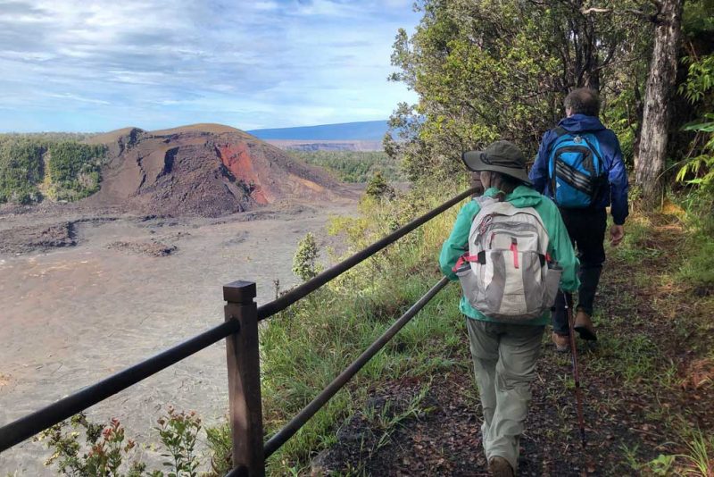 Hikers on Kīlauea Iki Trail