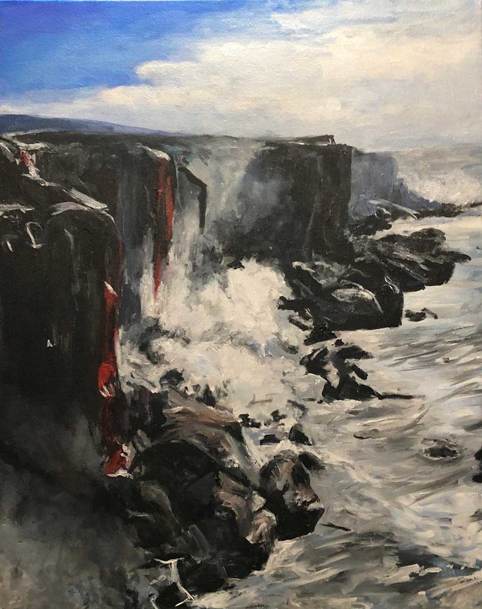Sea cliff painting by Diana Miller