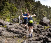 Hikers entering newly opened section of Kīlauea Iki Trail - Photo by Janice Wei Hikers entering newly opened section of Kīlauea Iki Trail - Photo by Janice Wei